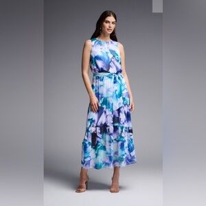 NWT Joseph Ribkoff Vanilla/Multi Sleeveless Maxi Dress Style 231716